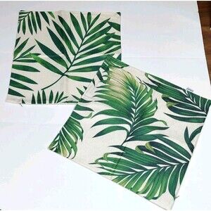 2 Bonhause Green White Foliage Tropical Covers 18x18